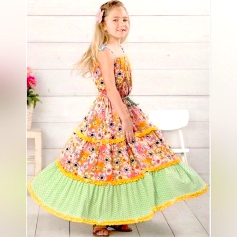 Matilda Jane Tell Me More Maxi Dress The Adventure Begins New Size 8Y Multicolor